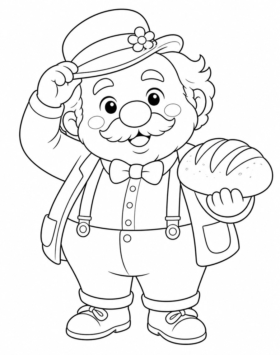 Dibujo para colorear de Don Pomelo el panadero