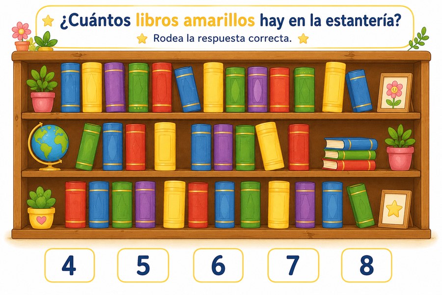 Juego: cuenta los libros amarillos