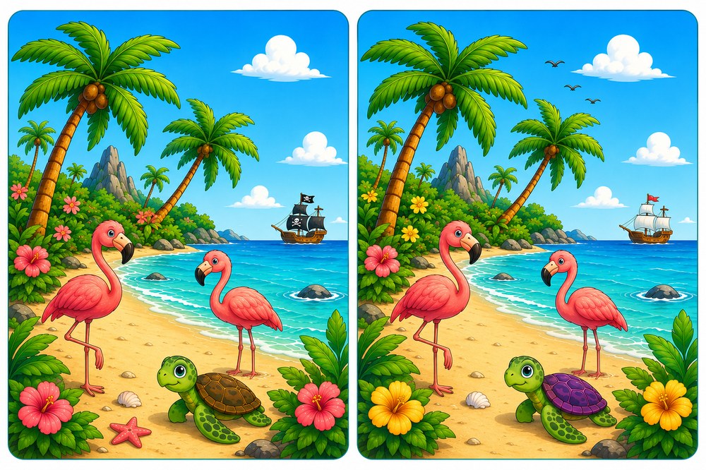 Juego: encuentra las diferencias en la playa